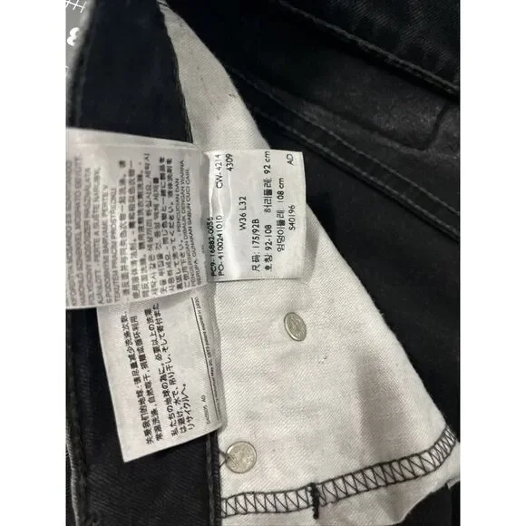 Levi's 522 Men's 36x32 Slim Taper Black Denim Stretch Jeans Fade /‎ Moto
